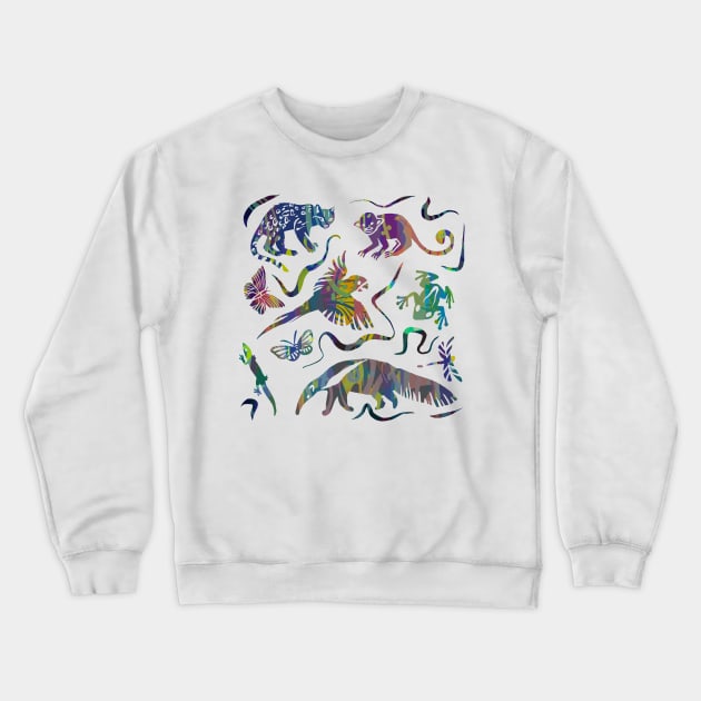 Amazon Rainforest Animals and Colorful Jungle Wildlife Crewneck Sweatshirt by ELMayer